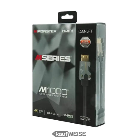 Kabel HDMI Monster M1000 Ultra HD (1,5 m) | 4K HDR10 | Wysoka prędkość 18 Gb/s | Złącze V-Grip™