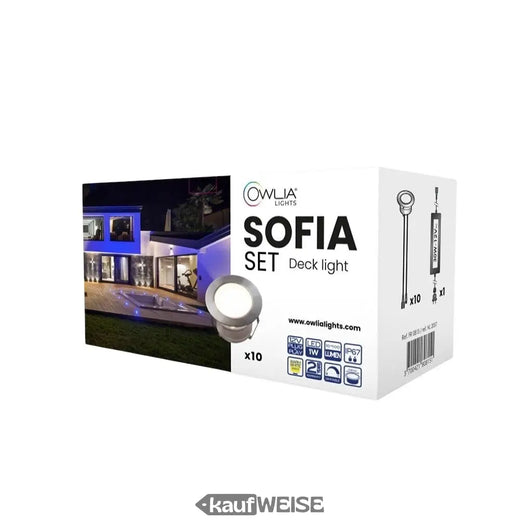 Oświetlenie tarasowe LED (zestaw 10 szt.) | Wodoodporne IP67 | Ciepła biel (2800K) | Owlia SOFIA