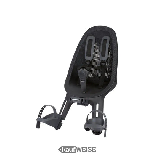 Fotelik rowerowy przedni Qibbel Air, czarny | Mocowanie na kierownicę | 9 miesięcy - 3 lata (15 kg) | Wyściółka z siatki