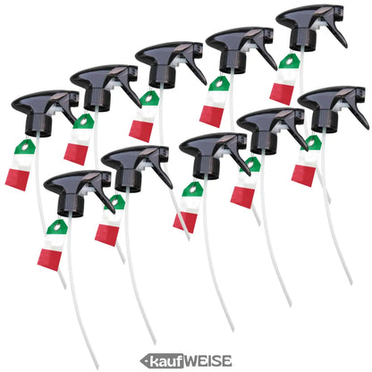 Schwarze Sprühflaschen mit italienischen Flaggenanhängern im Set für Chemikalien
