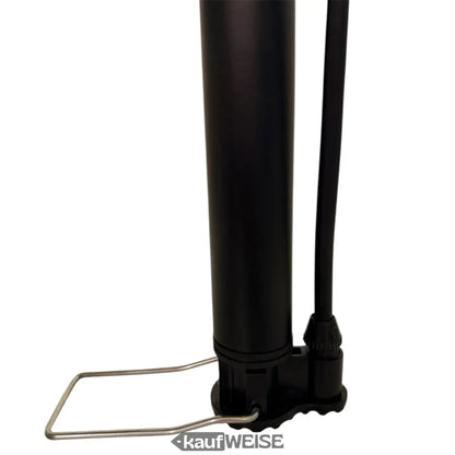 Schwarze LeiPoS Mini-Stand-Fahrradpumpe mit Metallbasis und Teleskopstiel