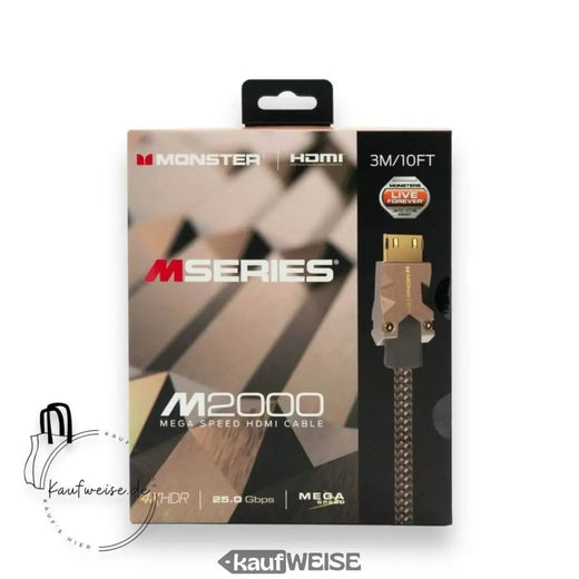 Kabel HDMI Monster M2000 Ultra HD (3 m) | 4K @ 60 Hz HDR10+ | Wysoka prędkość 25 Gb/s | Złącze V-Grip™