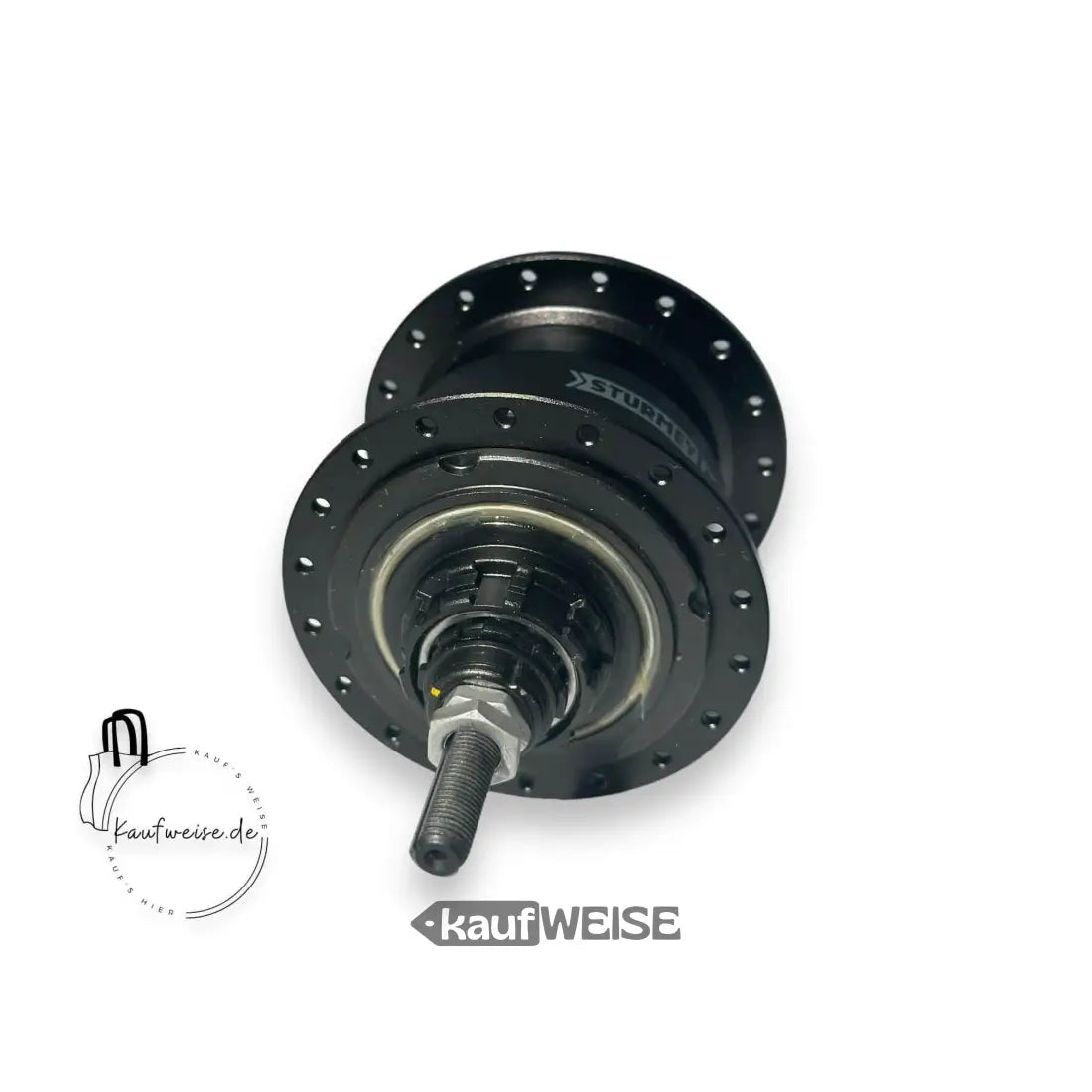 Schwarzes Fahrradnaben-Achsen-Teil der Original VanMoof X-RK4 4-Gang Nabenschaltung
