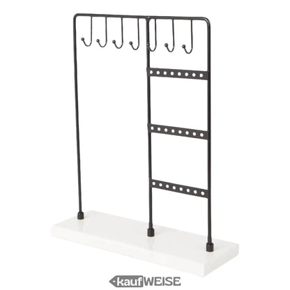 Schwarzer Metall Schmuckständer mit weißer Marmorbasis für Kettenhalter