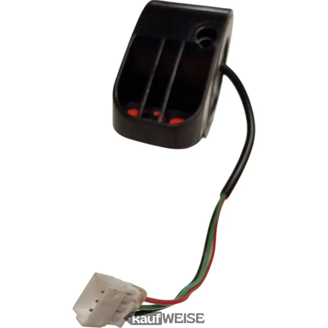 Schwarzes Plastik-Zündschaltergehäuse mit rot-grünen Kabeln und weißem Stecker für Xiaomi M365 Pro