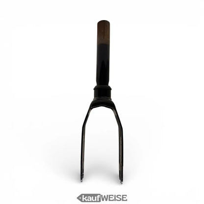 Schwarze Xiaomi Vorderradgabel, matte Finish, abgenutzter Lenker, 33 cm